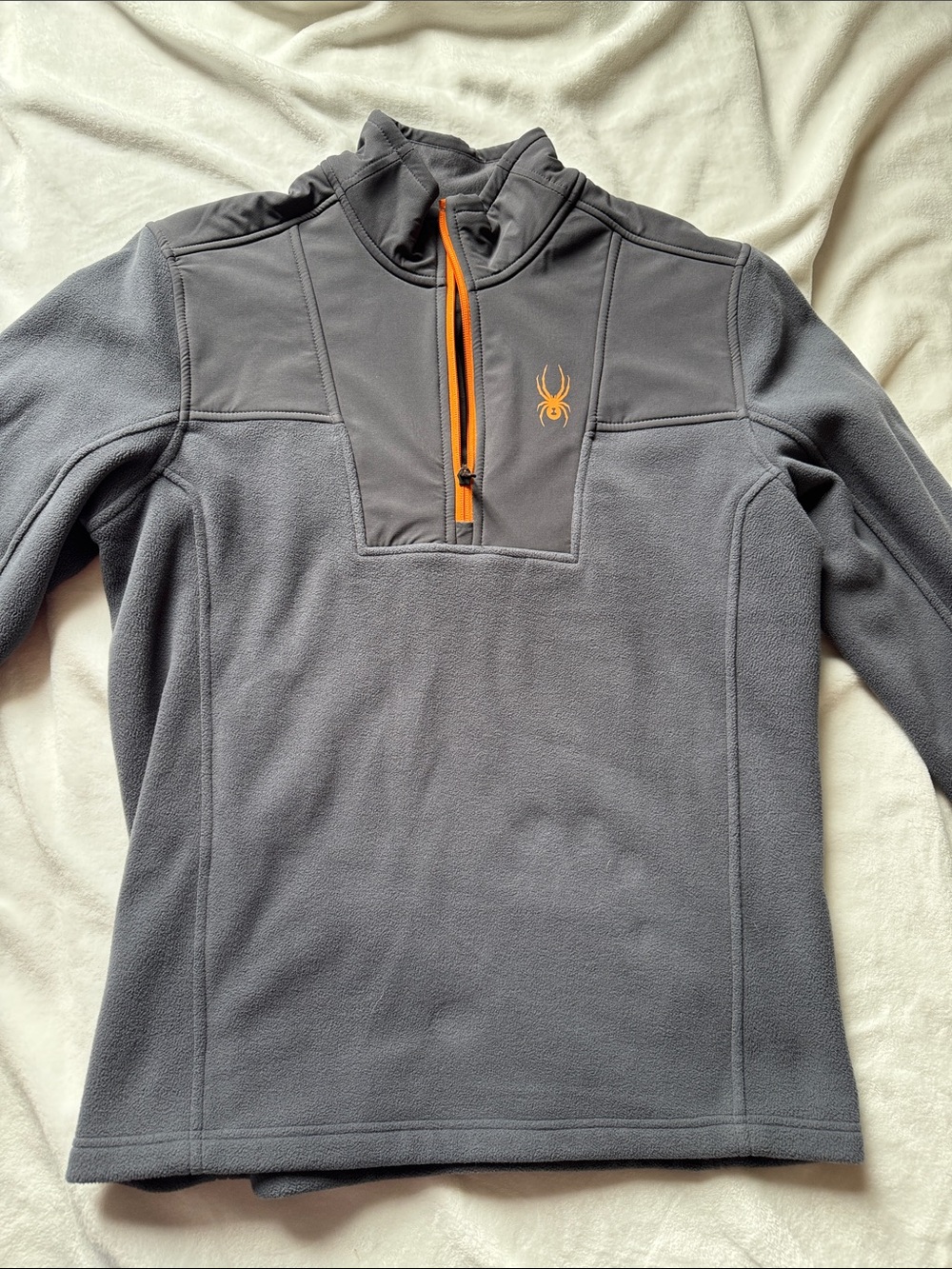 Spyder Gray Half-Zip Fleece Pullover with Orange Trim